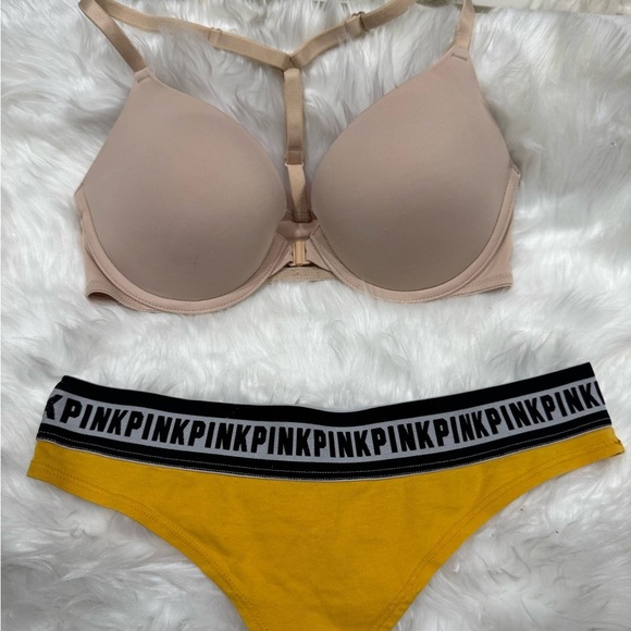 PINK Victoria's Secret Women's Tan and Yellow Intimates Set - Picture 1 of 10